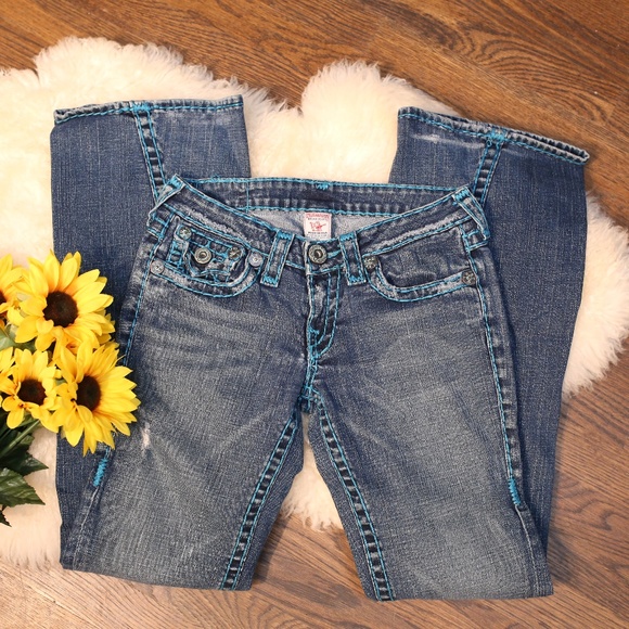 True Religion Denim - True Religion Bootcut Joey Jeans Med Wash Teal 27